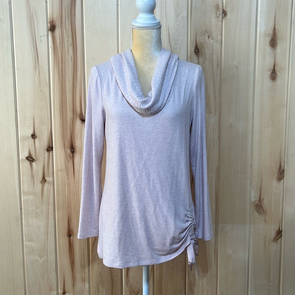 White House Black Market Pink Tie Side Cowl Neck Sweater Size M